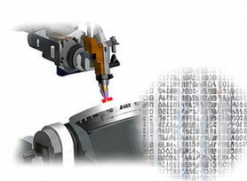 Digital manufacturing: robot arm with laser deposition and process data
